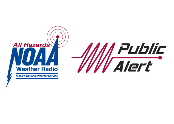 Public Alert and NOAA NWR All Hazards logos